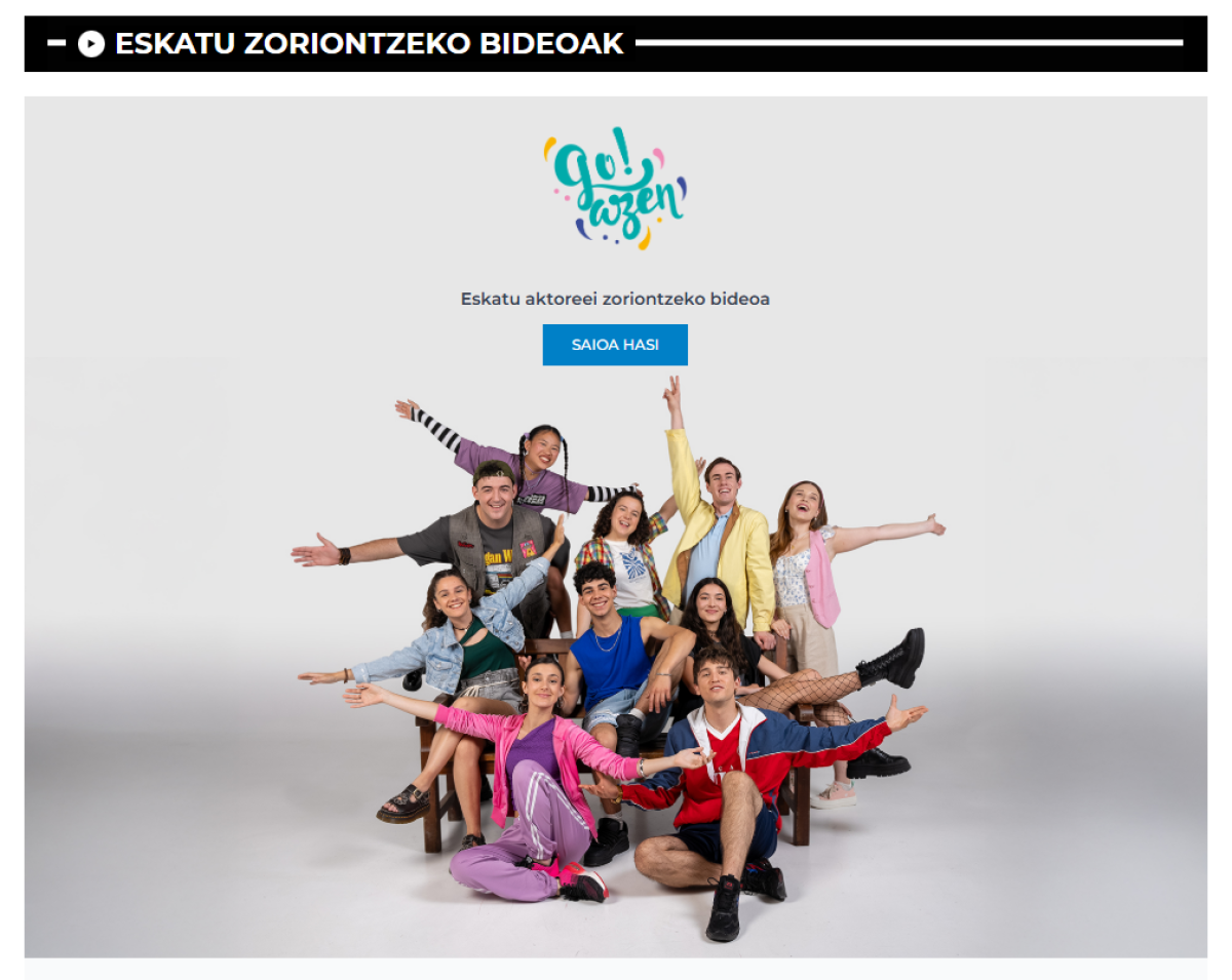 Go!azen zoriontzeko mezuaren pantaila-irudia